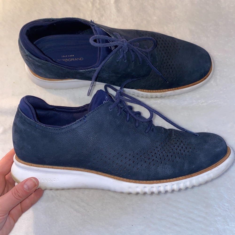 Cole Haan men's 2 Zerogrand laser wing oxford size 10M in blue
